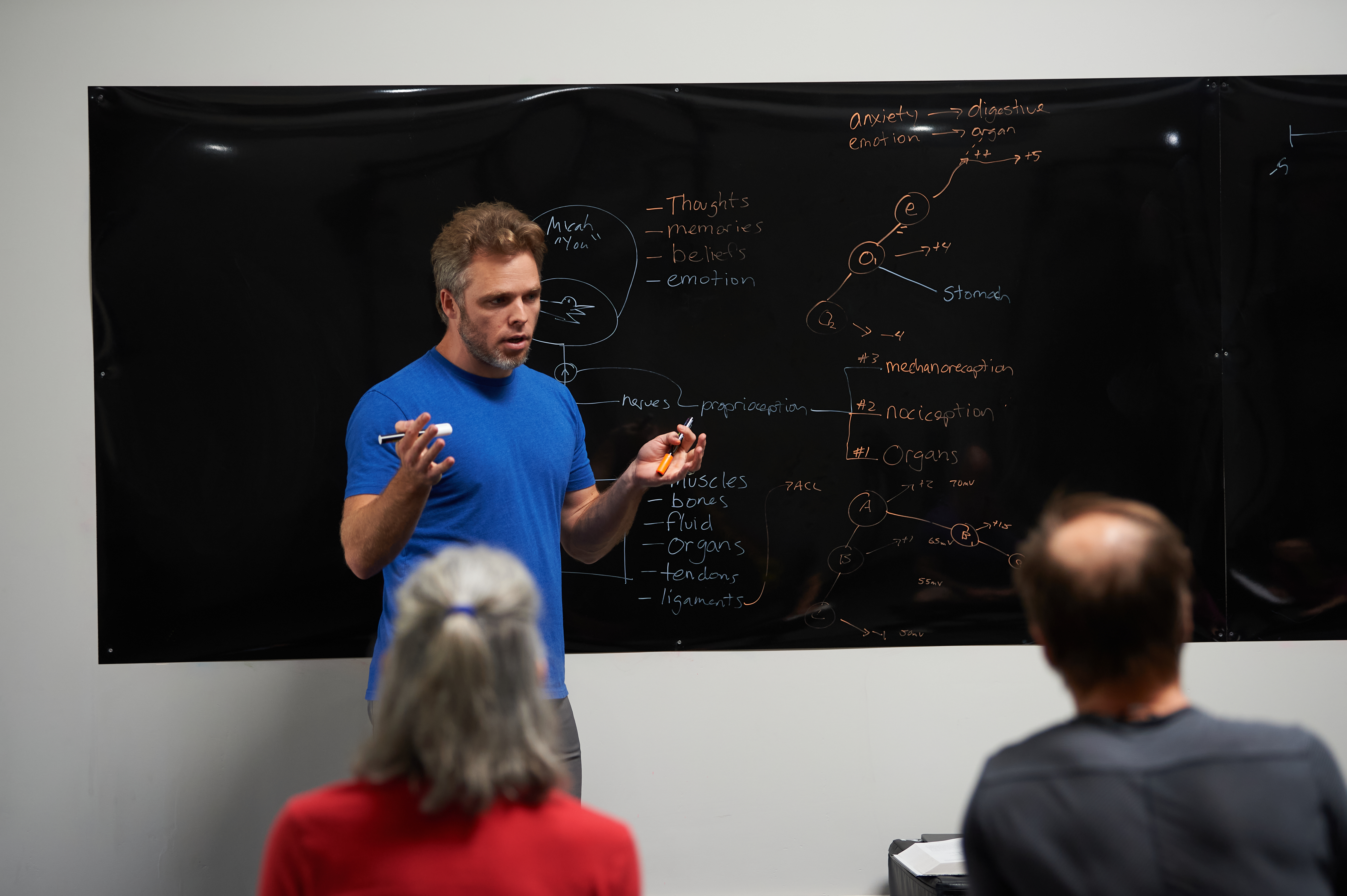 Julian pointing to the board — nomological network concepts